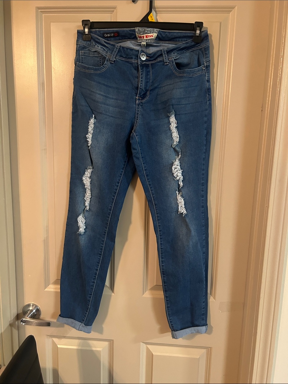 Hot Kiss Blue Distressed Boyfriend Jeans